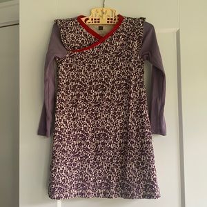 Tea collection long-sleeved dress with contrast sleeves